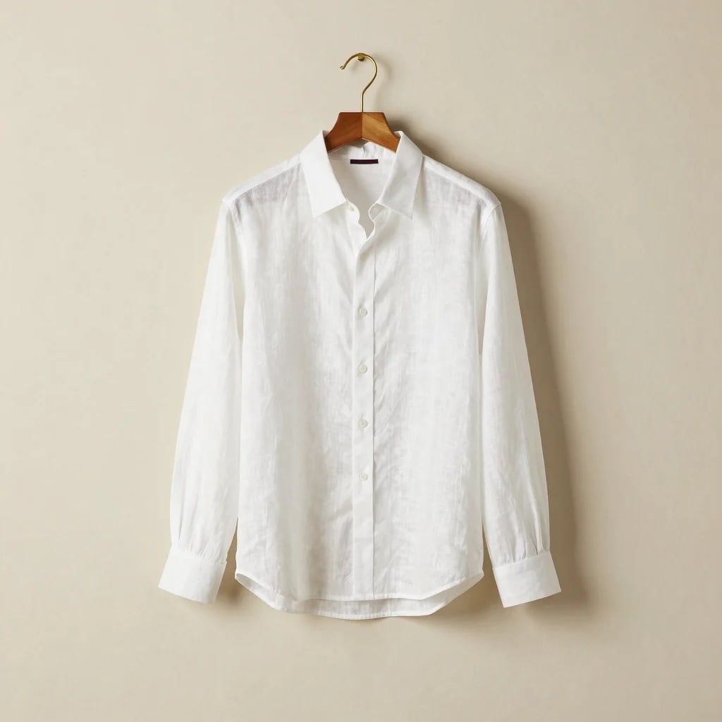 White Linen Blend Shirt